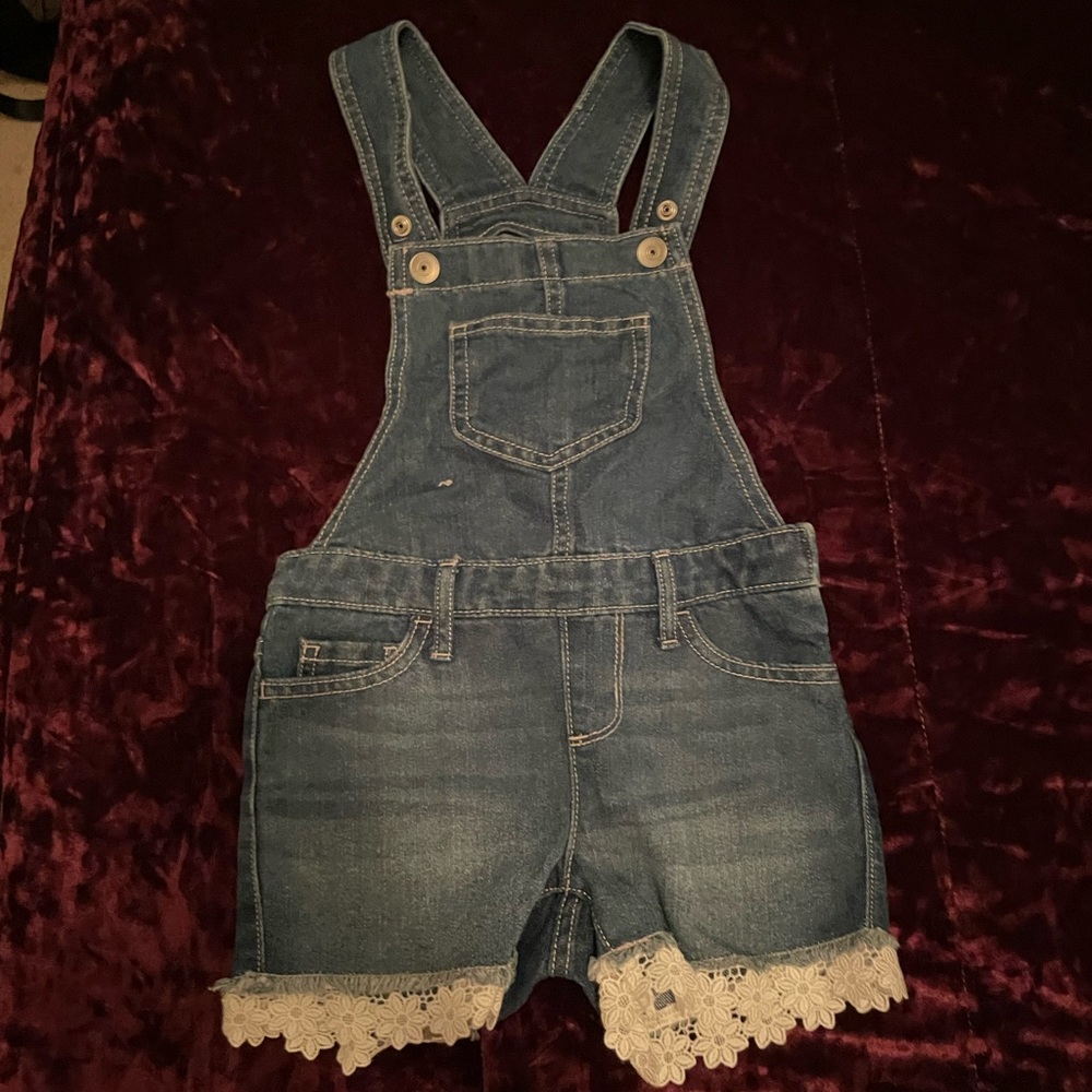 Childrens Place - NWT Girls 5 Denim Overalls with Lace Trim